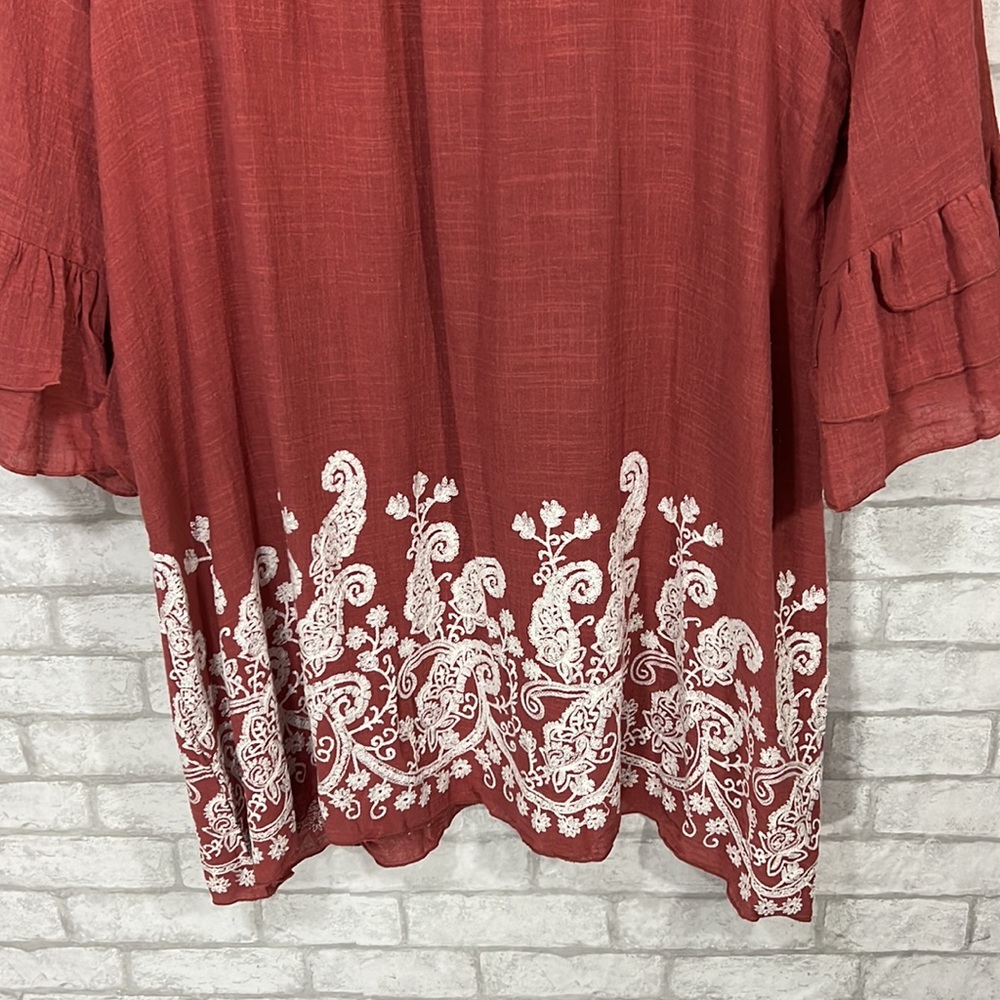 Angel heart boutique embroidered ruffle sleeve top size 3X - Picture 11 of 12